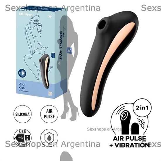 Dual Kiss black Succionador de clitoris con vibrador de punto G
